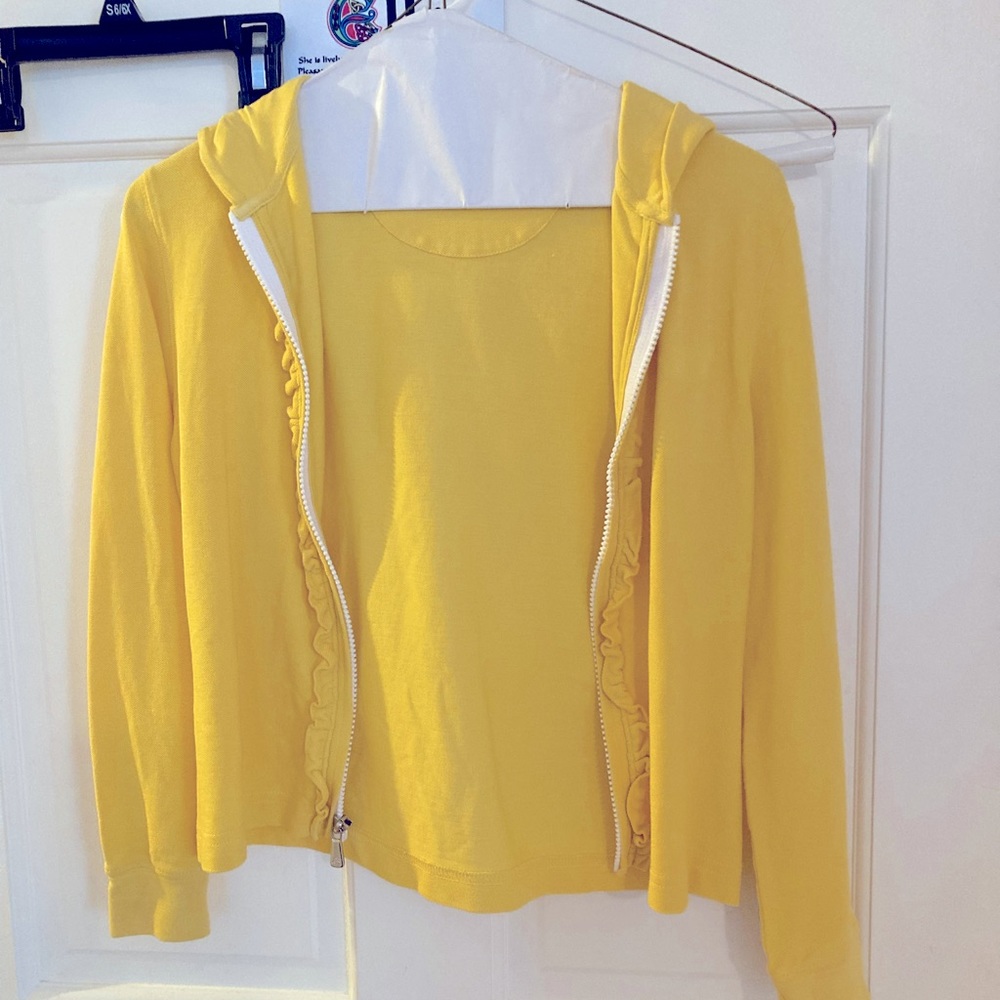 Girls Brooks Brothers brand yellow zip cardigan/hoodie size Medium (8).